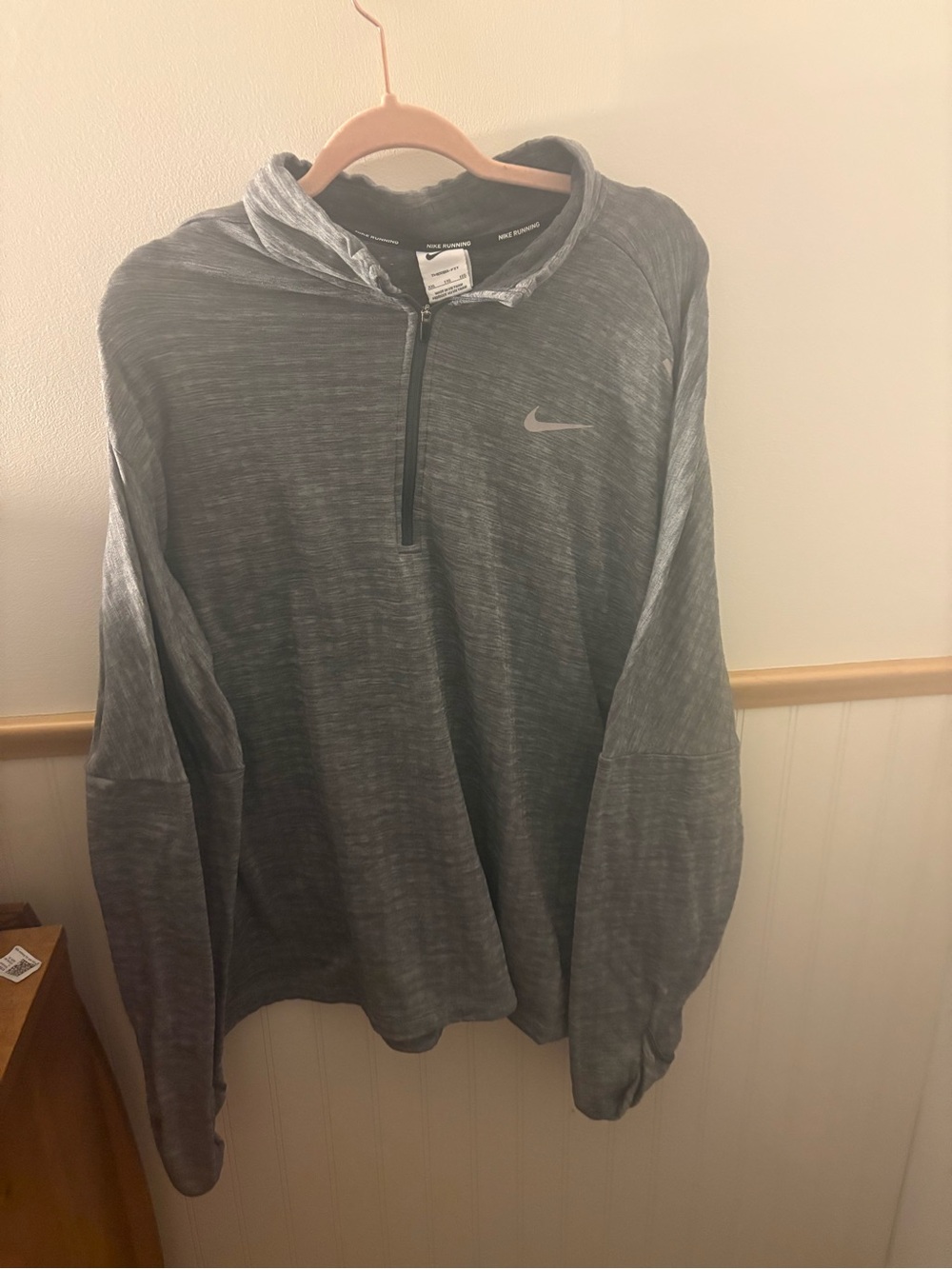 Nike Running Therma-FIT Men’s XXL Gray Quarter-Zip Performance Pullover